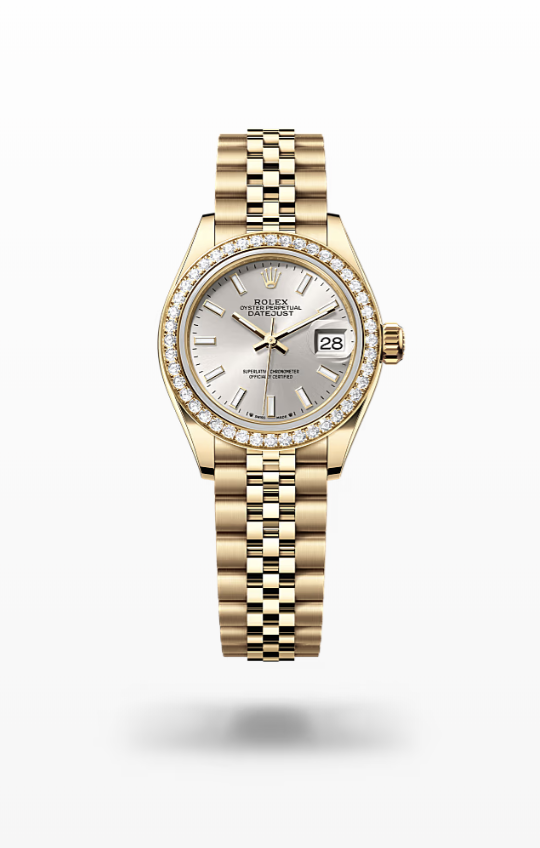 Rolex Lady-Datejust - Silver, yellow gold and diamond-set, jubilee Rolex Lady-Datejust President Diamond