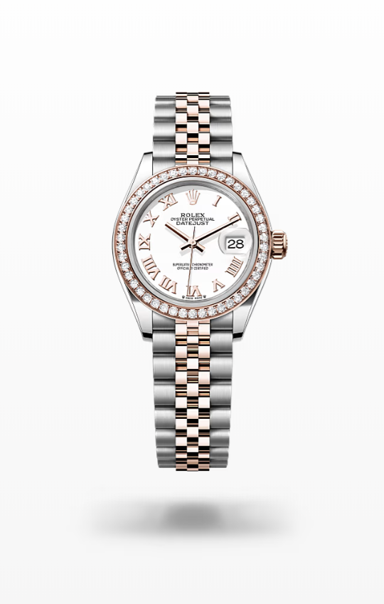 Rolex Lady-Datejust - White, Oystersteel, Everose gold and diamonds, Jubilee Rolex Lady-Datejust Everose Gold Diamond