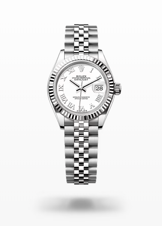Rolex Lady-Datejust - White, fluted Rolex Lady-Datejust