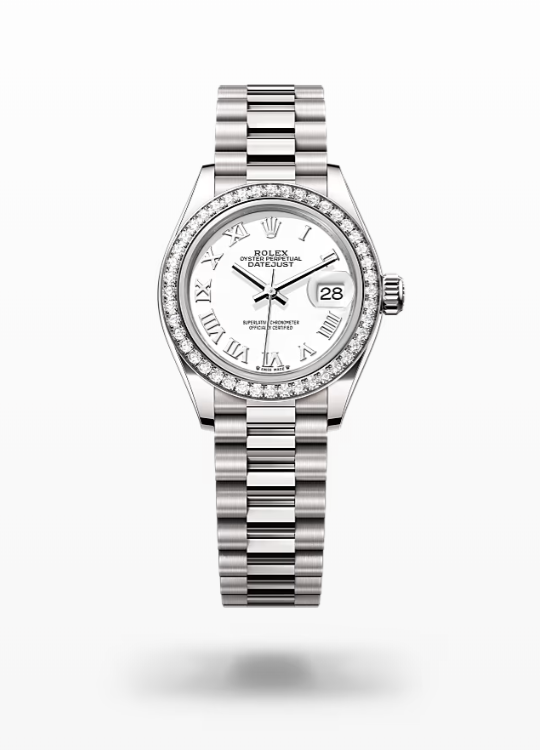 Rolex Lady-Datejust - White, white gold and diamonds, President Rolex Lady-Datejust President Diamond