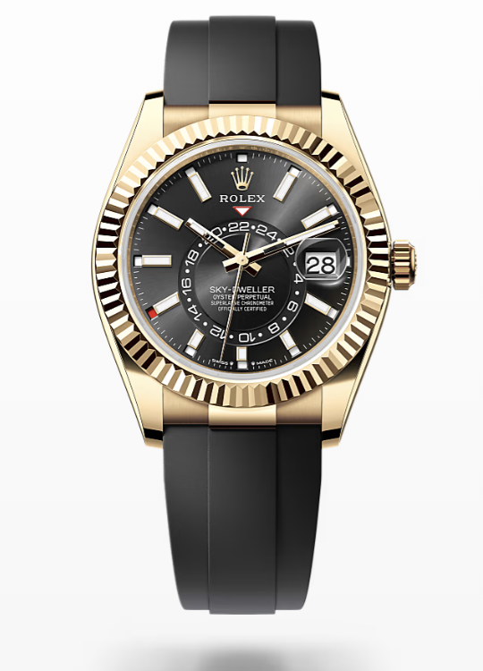 Rolex Sky-Dweller - Bright Black, oysterflex Rolex Sky-Dweller Gold