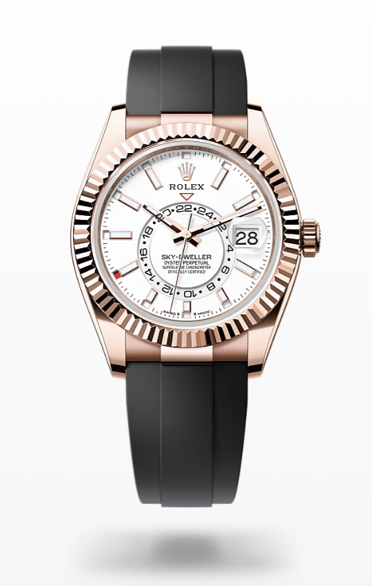 Rolex Sky-Dweller - Intense White, Everose gold oysterflex Rolex Sky-Dweller Everose Gold